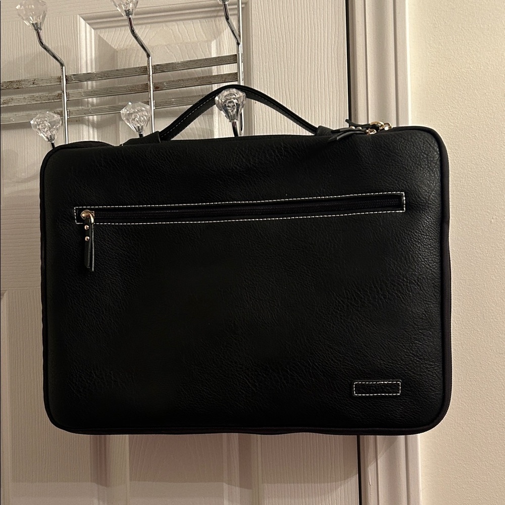 FYY Black Leather Men's Computer Bag